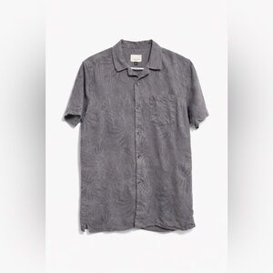 Civil Society Men’s Gray Tropical Print Button-Up Shirt Small | Subtle Hawaiian